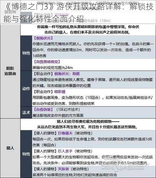 《博德之门3》游侠升级攻略详解：解锁技能与强化特性全面介绍