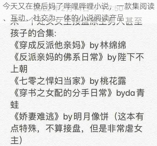 今天又在撩后妈了哔哩哔哩小说，一款集阅读、互动、社交为一体的小说阅读产品