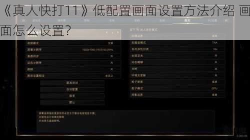 《真人快打11》低配置画面设置方法介绍 画面怎么设置？