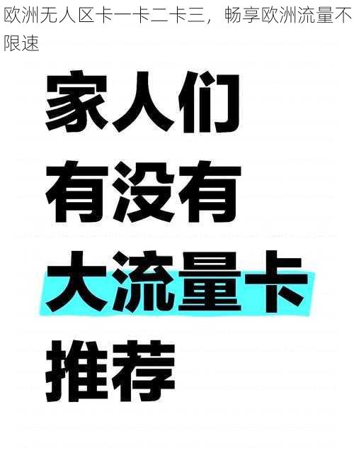 欧洲无人区卡一卡二卡三，畅享欧洲流量不限速