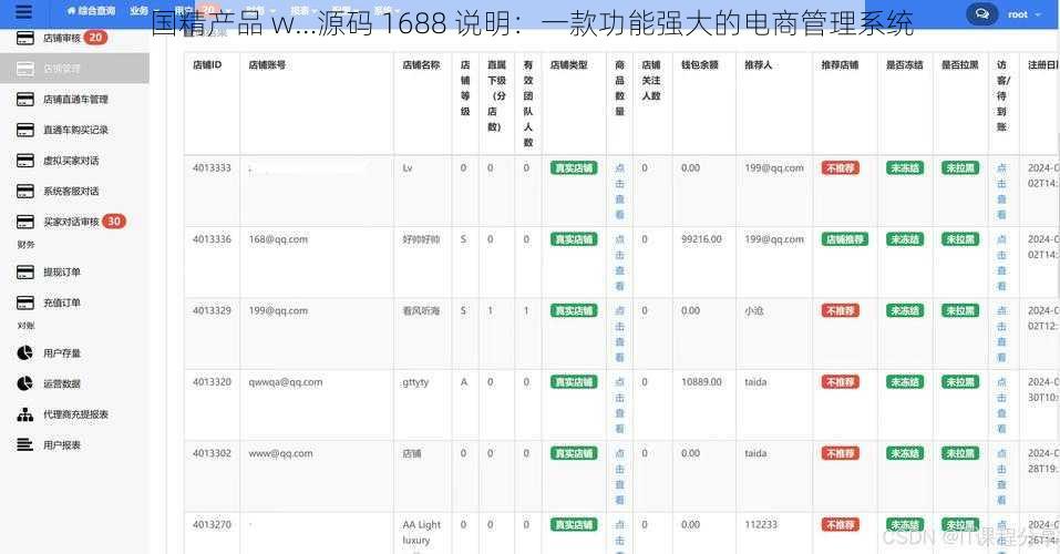 国精产品 w…源码 1688 说明：一款功能强大的电商管理系统