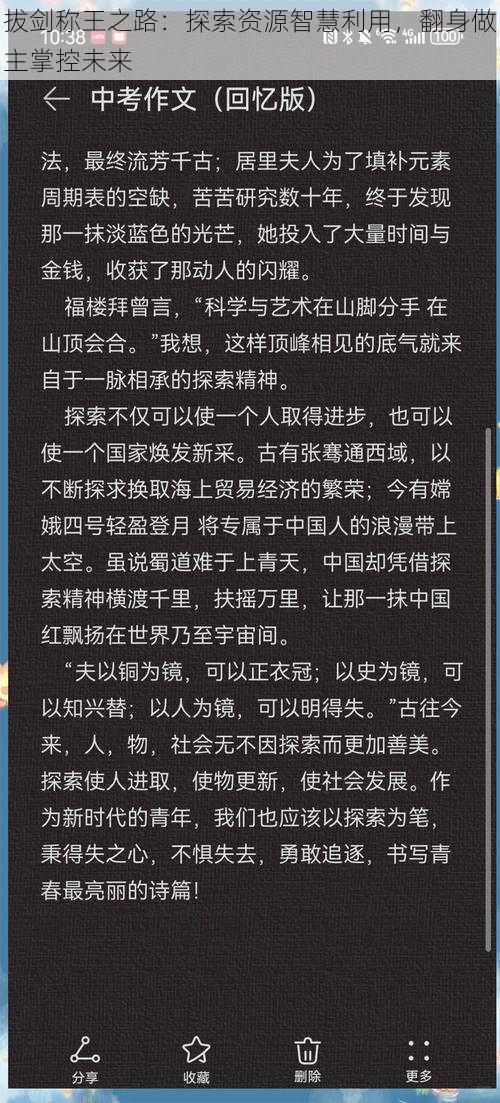 拔剑称王之路：探索资源智慧利用，翻身做主掌控未来