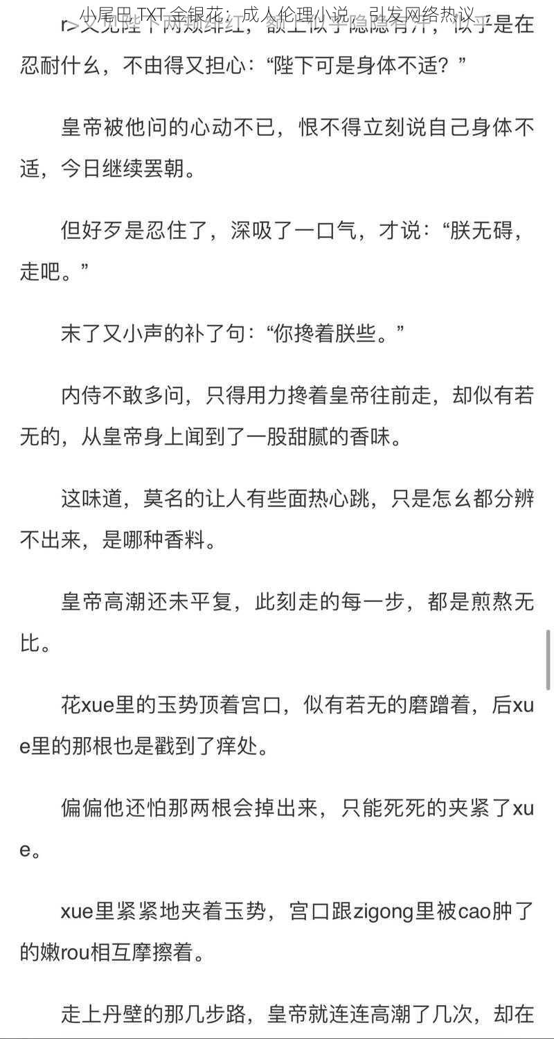 小尾巴 TXT 金银花：成人伦理小说，引发网络热议