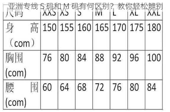 亚洲专线 S 码和 M 码有何区别？教你轻松辨别